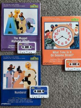Vintage Sesame Street Sing Along Books & Cassettes Lot of 3